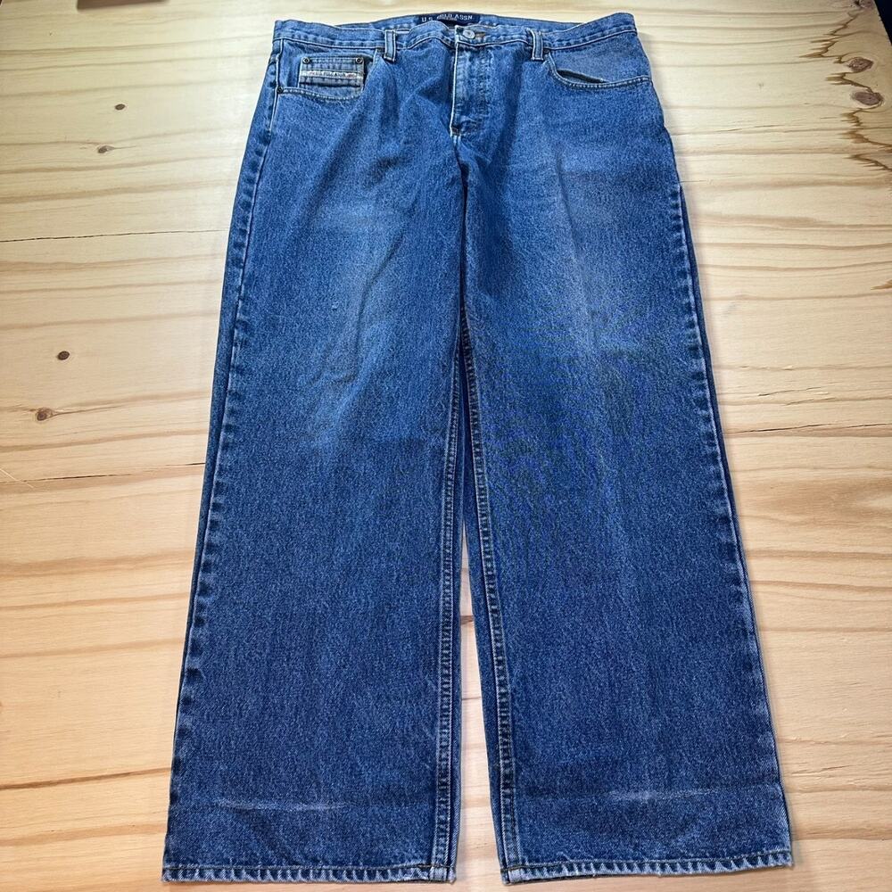 Vintage Y2K US Polo Assn Jeans Men 38x30 Baggy Blue Denim Jeans Skater Embroider